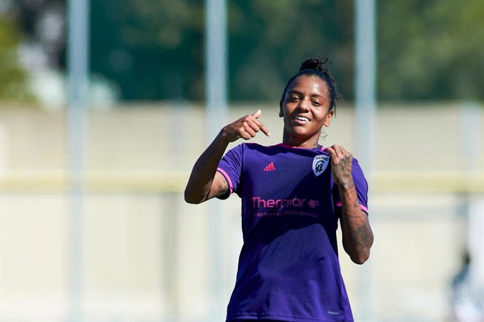 Archivo - Geyse Ferreira of Madrid CFF celebrates a goal during the Spanish women's league, Primera Iberdrola, football match played between Real Betis and Madrid CFF at Luis del Sol Sport City on October 10, 2021 in Sevilla, Spain.