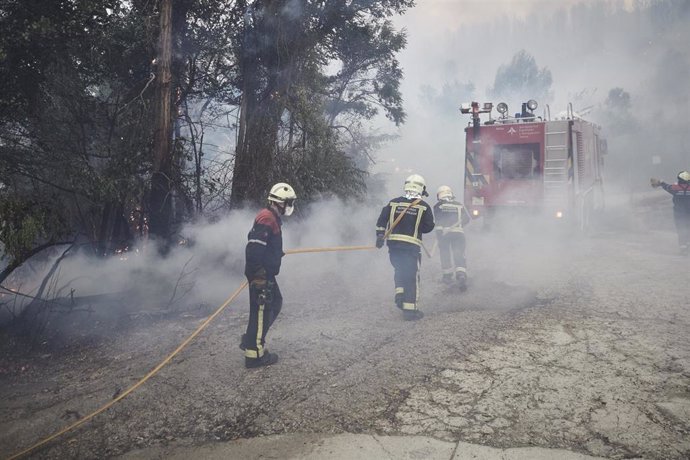 Extinción del incendio en Puente la Reina.