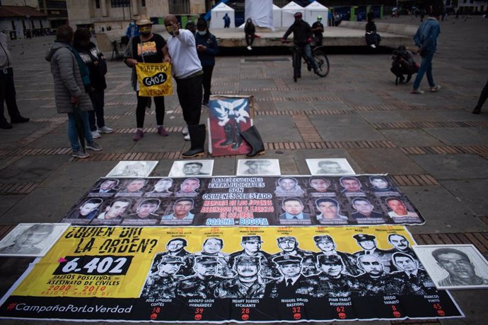Manifestación contra las desapariciones forzosas en Colombia