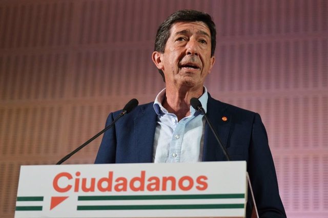 El candidato de Cs a la Presidencia de la Junta, Juan Marín, este domingo en su análisis de los resultados de las elecciones andaluzas.