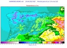 Mapa facilitado por la Aemet sobre las condiciones meteorológicas previstas en la Sierra de la Culebra