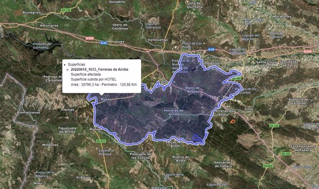 Estimación de la superficie quemada en el incendio de la Sierra de la Culebra.