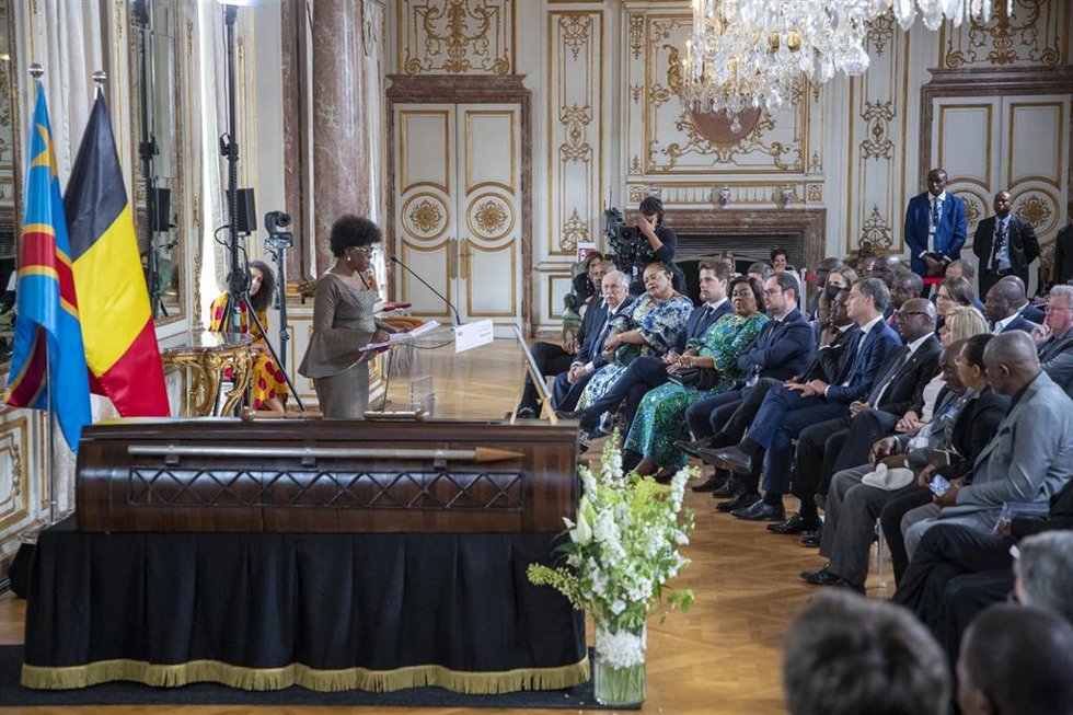 Ceremonia en la capital de Bélgica, Bruselas, para la entrega a la familia de Patrice Lumumba de uno de los dientes del asesinado primer ministro de República Democrática del Congo (RDC)