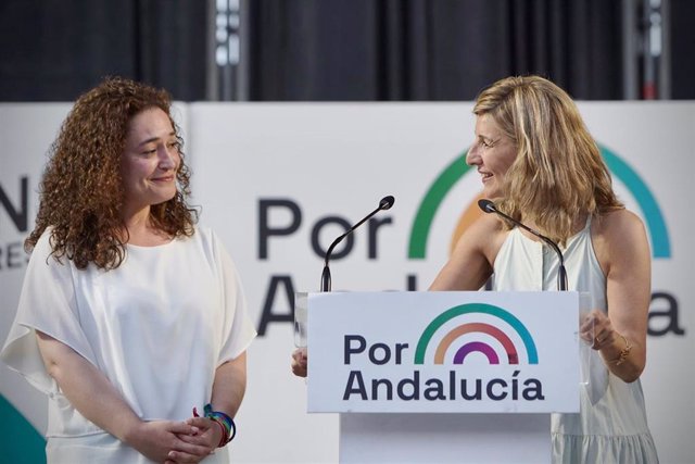 La candidata de Por Andalucía a la Presidencia de la Junta, Inma Nieto, y la vicepresidenta segunda y líder de Unidas Podemos en el Gobierno, Yolanda Díaz.