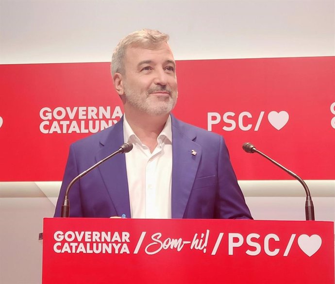 El viceprimer secretario del PSC y primer teniente de alcalde de Barcelona Jaume Collboni en rueda de prensa en el PSC.