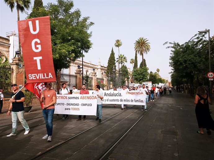 Manifestación en Sevilla de trabajadores de Abengoa, en una foto de archivo.