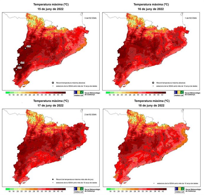 Mapa de máximas de la ola de calor