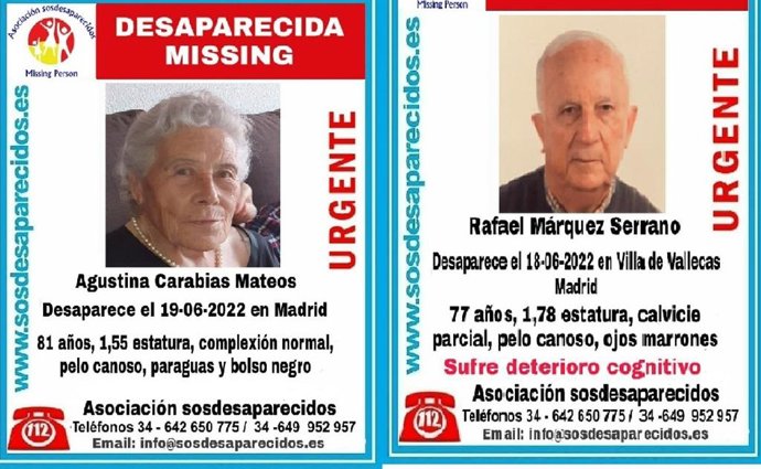 Buscan a dos ancianos desaparecidos hace unos días en Madrid