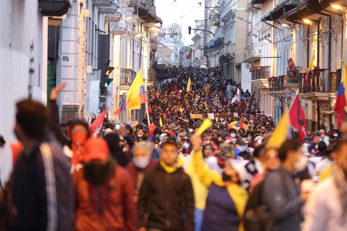 Manifestaciones en el paro convocado por CONAIE contra el presidente de Ecuador, Guillermo Lasso