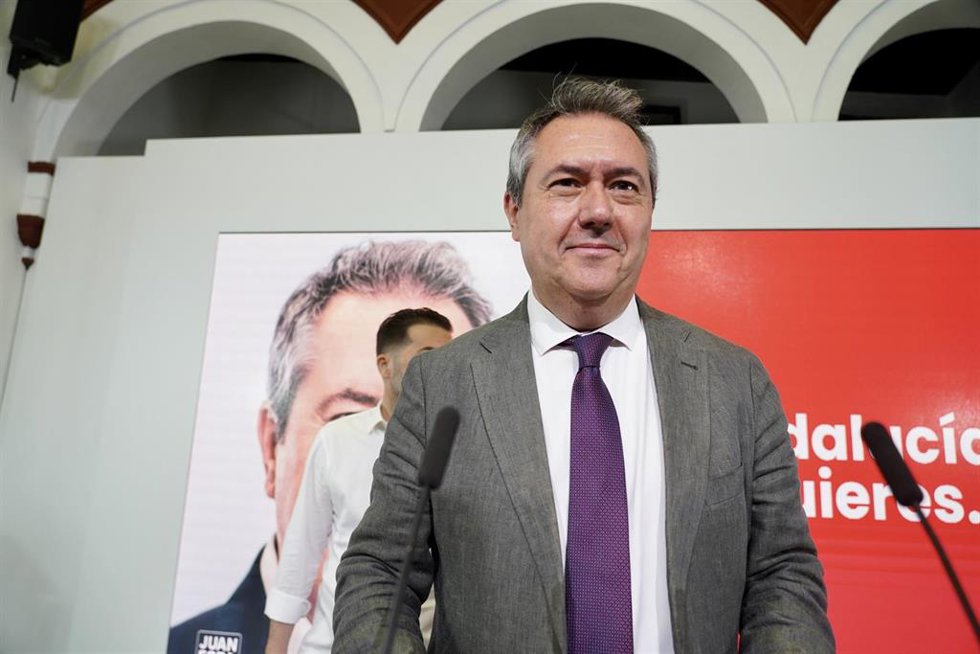 Rueda de prensa del secretario general del PSOE de Andalucía, Juan Espadas, después de presidir la reunión de la Ejecutiva del PSOE de Andalucía a 20 de junio del 2022 en Sevilla (Andalucía, España)