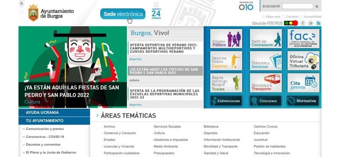 Imagen de la nueva web municipal de Burgos.