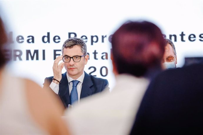 El ministro de la Presidencia, Relaciones con las Cortes y Memoria Democrática, Félix Bolaños, clausura la Asamblea de Representantes del Comité Español de Representantes de Personas con Discapacidad (CERMI), en la sede de Por Talento Digital de la Fund