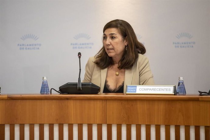 La directora xeral de Desarrollo Pesquero, Susana Rodríguez, durante su intervención en la Comisión 8 de Pesca y Marisqueo del Parlamento de Galicia
