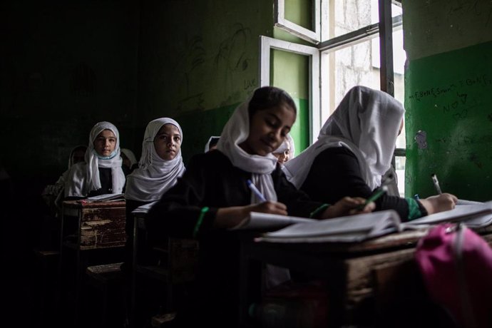 Archivo - Una escuela en Kabul, Afganistán