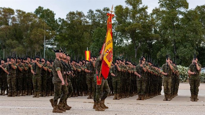 Acto de despedida del contingente eFP XI, en la base de Cerro Muriano, antes de su despliegue en Letonia.