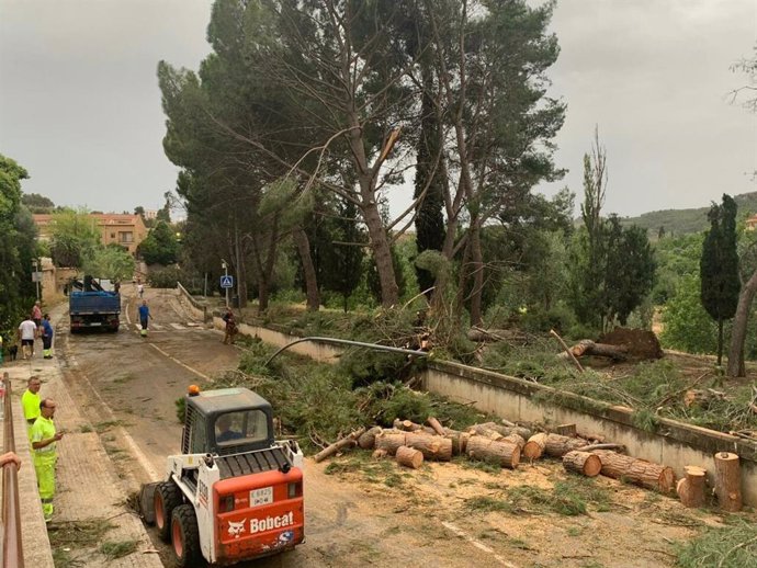 Una de las zonas afectadas por el tornado y la tormenta que ha afectado esta tarde a Alcañiz (Teruel).