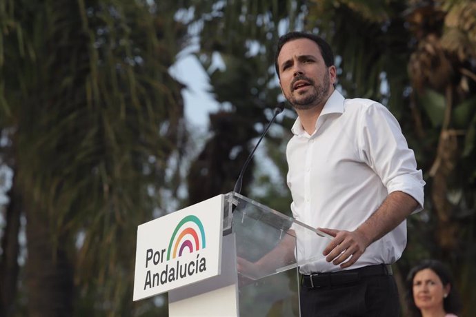 El titular de Consumo, Alberto Garzón, en el cierran de la campaña electoral para los comicios autonómicos del próximo día 19 en Málaga a 17 de junio del 2022