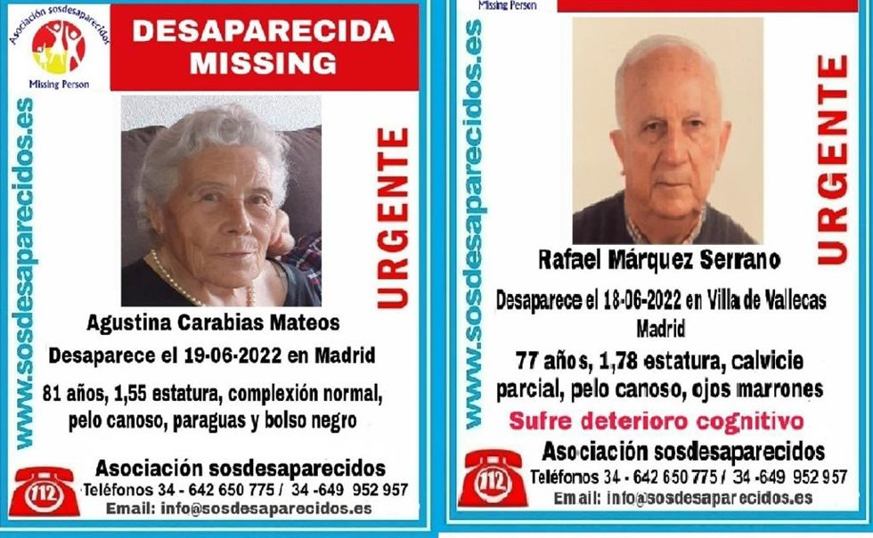 Buscan a dos ancianos desaparecidos hace unos días en Madrid
