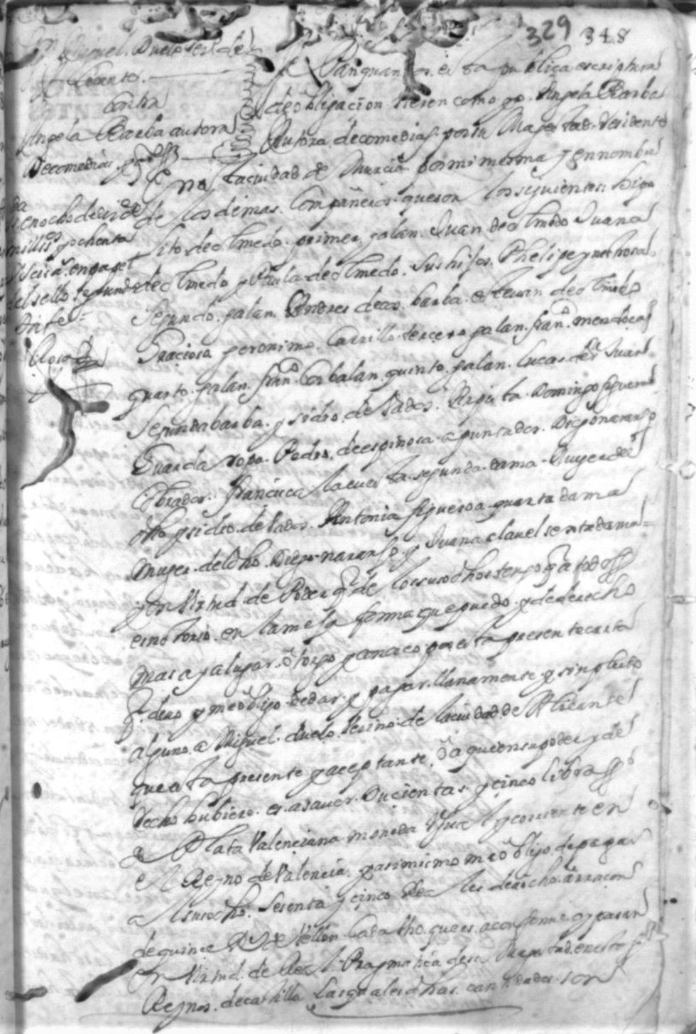 Documento original donde aparecen los actores de la compañía de Ángela Barba