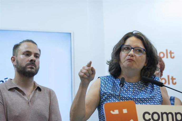 Mónica Oltra en la rueda de prensa en la que anunció su dimisión