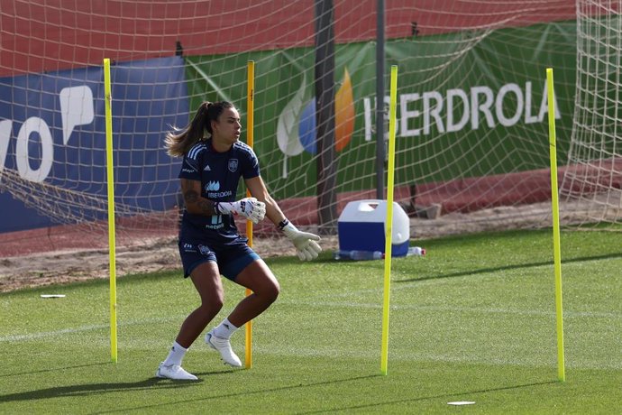 Maria Isabel 'Misa' Rodríguez durante un entrenamiento de la selección española en la Ciudad del Fútbol de Las Rozas