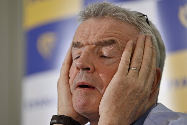 14 June 2022, Belgium, Brussels: Michael O'Leary, CEOof Irish ultra low-cost carrier Ryanair, reacts during a press conference. Photo: Eric Lalmand/BELGA/dpa