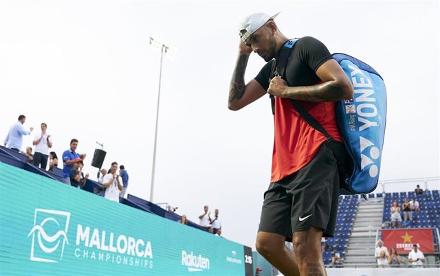 Nick Kyrgios tras acabar su partido en el Mallorca Championships ante Dusan Lajovic