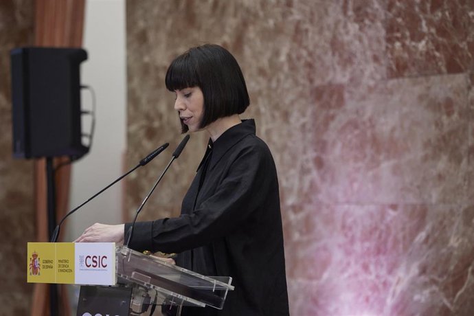 La ministra de Ciencia e Innovación, Diana Morant, interviene durante el acto de toma de posesión, en la sede del CSIC, a 22 de junio de 2022, en Madrid (España).