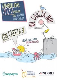 'Con cabeza SÍ, De cabeza NO', eslógan de Parapléjicos, Sermef y Aspaym para prevenir lesiones medurales por zambullidas