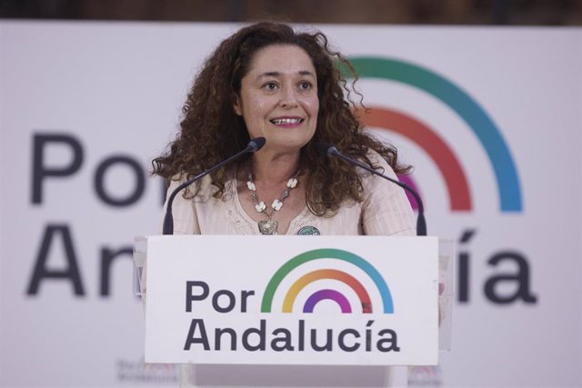 La candidata de Por Andalucía a la Presidencia de la Junta, Inmaculada Nieto, en una imagen de archivo durante la campaña.