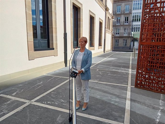 Arantxa Tapia, a su llegada al Parlamento Vasco