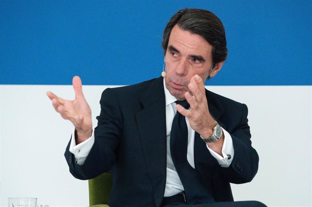 Archivo - El expresidente del Gobierno José María Aznar interviene en una sesión del Aula de Liderazgo IADG-UFV, en el edificio H de la Universidad Francisco de Vitoria, a 28 de abril de 2022, en Pozuelo de Alarcón, Madrid (España)