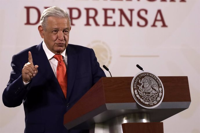 13 June 2022, Mexico, Mexico City: Mexican President Andres Manuel Lopez Obrador speaks during his daily morning press conference at the National Palace. Photo: Luis Barron / Eyepix Group/eyepix via ZUMA Press Wire/dpa