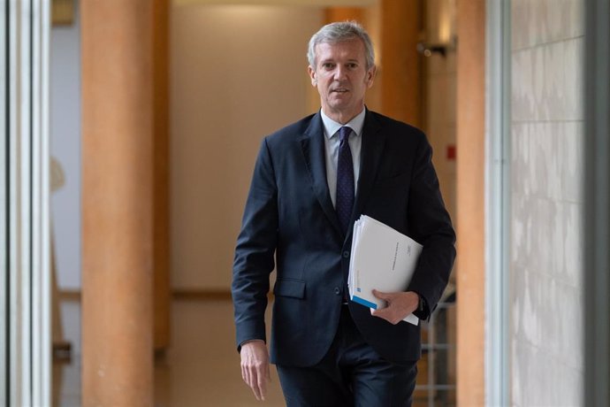 El presidente de la Xunta, Alfonso Rueda, en la rueda de prensa del Consello.