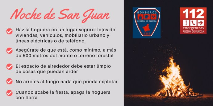 Cartel con recomendaciones para las hogueras de San Juan