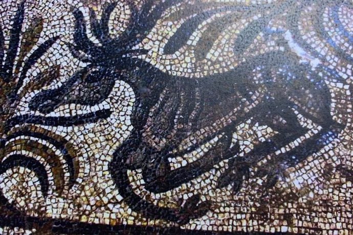 Uno de los mosaicos hallados en el yacimiento romano de 'El Arca'.