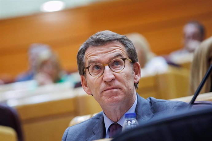 El líder del PP, Alberto Núñez Feijóo, durante una sesión plenaria, en el Senado, a 21 de junio de 2022, en Madrid (España). 