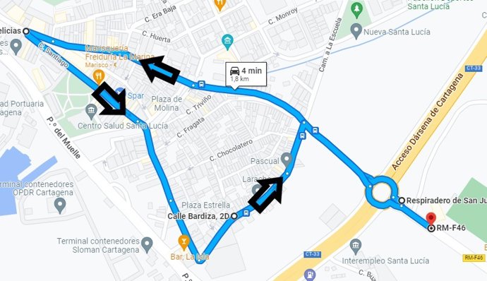 Recorrido modificado del bus
