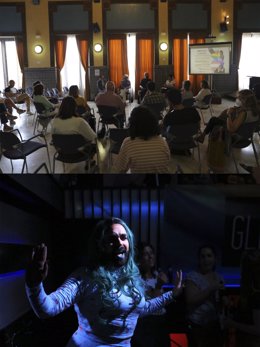 Dos momentos de la jornada de Orgullo y Ciencia organizada por la UCO.