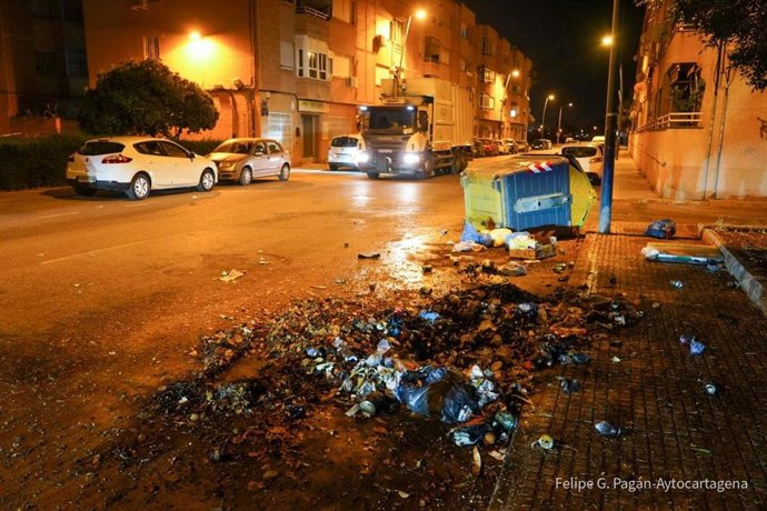 Destrozos causados en Cartagena (Murcia) durante la Noche de San Juan