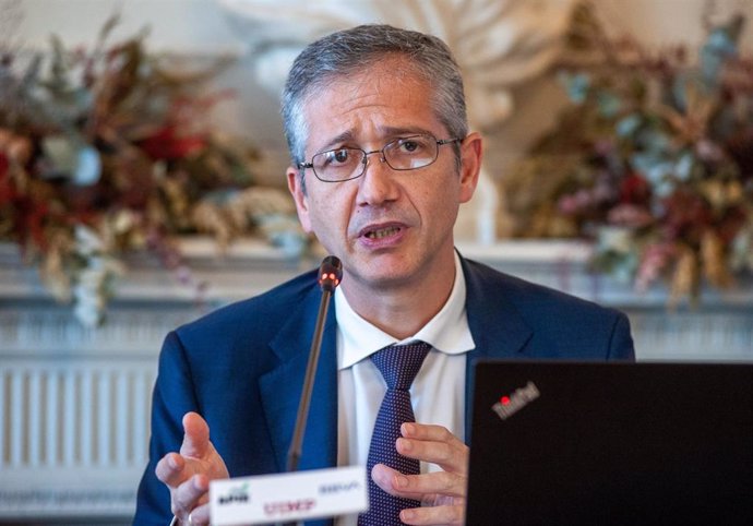 Pablo Hernández de Cos, Gobernador del Banco de España, durante su intervención en el curso de verano organizado por la APIE en la UIMP de Santander.