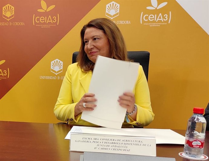 La consejera de Agricultura, Ganadería, Pesca y Desarrollo Sostenible de la Junta de Andalucía, Carmen Crespo.