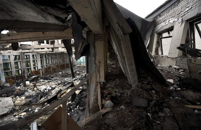 June 24, 2022, Kyiv, Ukraine: A sports complex of Polytechnic College was destroyed as Russian forces escalate attacks on Kharkiv, Ukraine on June 24, 2022.,Image: 702608880, License: Rights-managed, Restrictions: , Model Release: no, Credit line: Carol