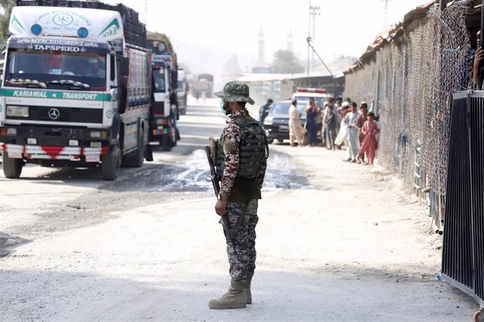 Un soldado paquistaní en Torjam, Pakistán