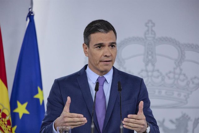 El presidente del Gobierno de España , Pedro Sánchez, comparece tras la reunión del Consejo de Ministros Extraordinario, en el Palacio de la Moncloa, a 22 de junio de 2022, en Madrid (España). El Gobierno ha anunciado la aprobación de un decreto de medida