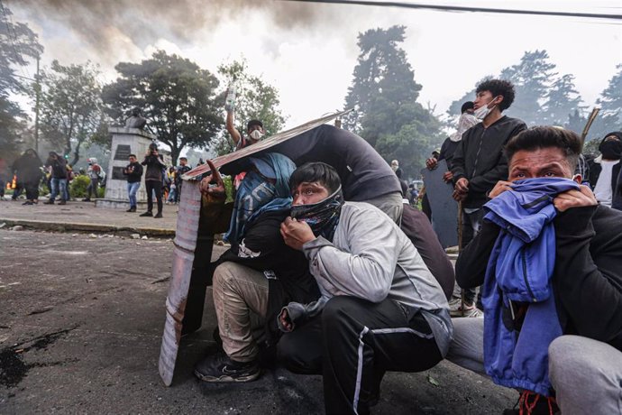 Protestas en Quito, Ecuador, durante el paro convocado por CONAIE