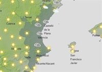 Máximas en descenso y probabilidad de precipitaciones aisladas este domingo en la Comunitat Valenciana