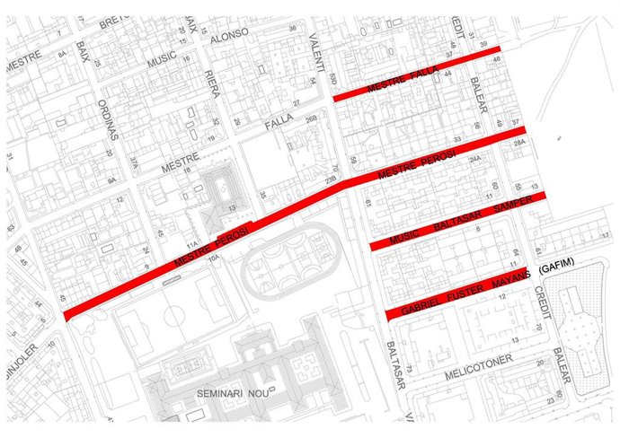 Plano con la relación de calles que se asfaltarán los próximos días
