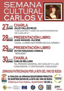 Cartel de la Semana Cultural en torno a la figura de Carlos V.
