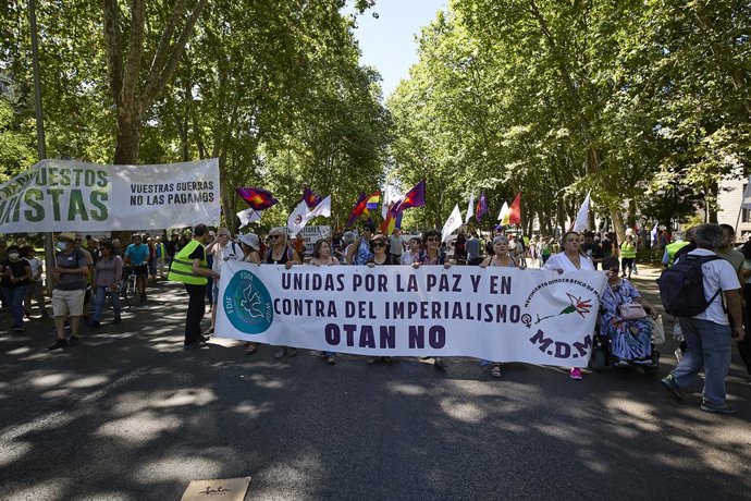 Manifestació contra l'OTAN, a 26 de juny del 2022, a Madrid (Espanya)
